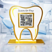 1 QR NFC Enabled Tooth Cutout For Dentists Dental Clinic Dental Care Dental Hospital Scan To Pay Standee
