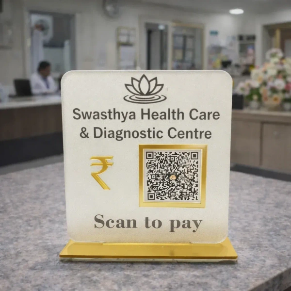 1 QR NFC Enabled Countertop Standee for Shops, Cafes, Clinics & Offices