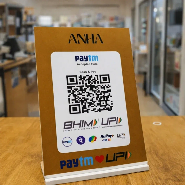 1 QR NFC Enabled Countertop Standee for Shops, Cafes, Clinics & Offices