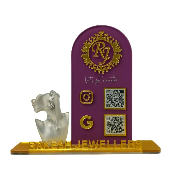 2 QR NFC Enabled Premium Jewelry Standee for Jewellery Shop & Gold Store
