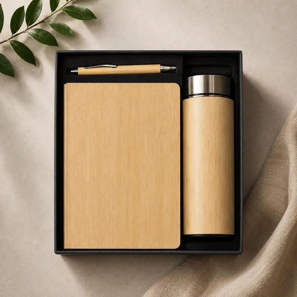 WOODEN BOTTLE, WOODEN BALL PEN & 160PGS WOODEN HARDBOUND DIARY | DPB15