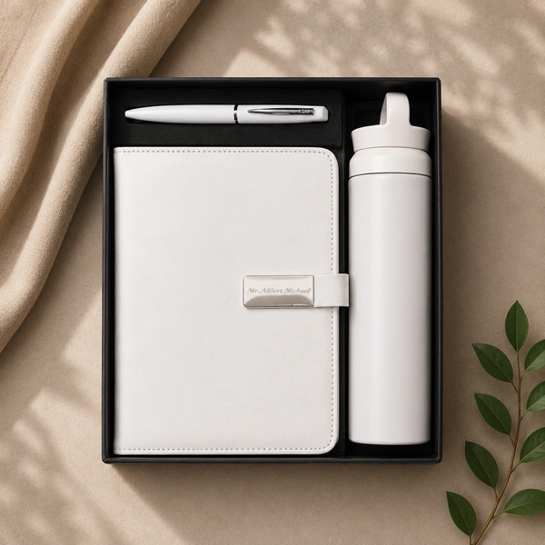 D HANDLE BOTTLE, BALL PEN & 190PGS HARDBOUND MAGNETIC CLIP DIARY | DPB18