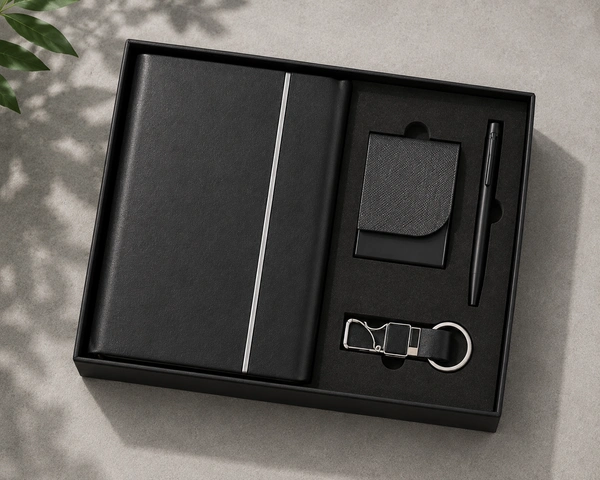 CARDHOLDER, BOTTLE OPENER KEYCHAIN, BALL PEN & 160PGS HARDBOUND 3 FOLD DIARY | DPCK12