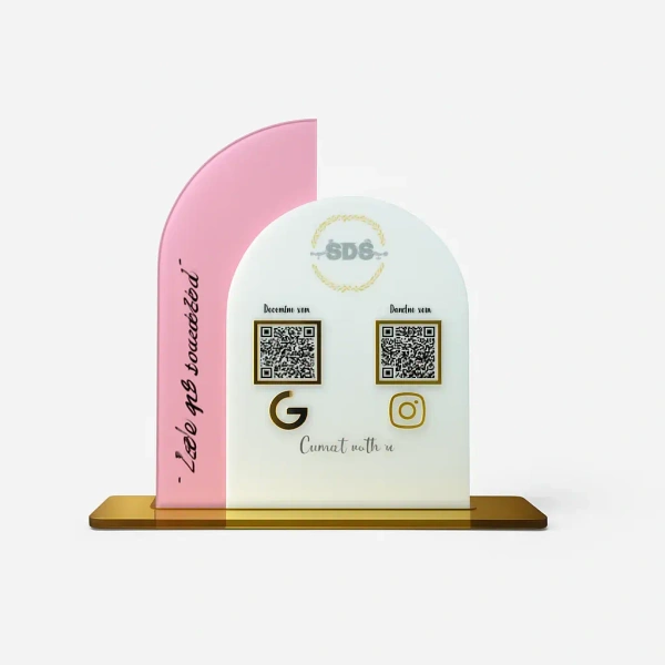 2 QR NFC Enabled Custom Shape Standee for Shops and Clothing Store