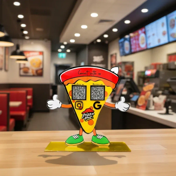 2 QR NFC Enabled Pizza Shaped Smart Digital Standee