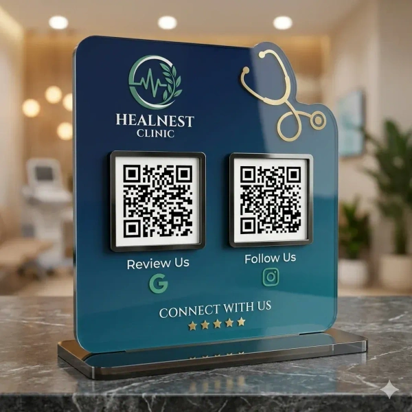 2 QR NFC Enabled Doctor Clinic Acrylic Standee NFC Enabled