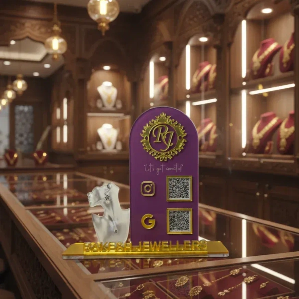 2 QR NFC Enabled Premium Jewelry Standee for Jewellery Shop & Gold Store