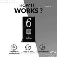 1 QR NFC Enabled Black Premium Tabletop Number Standee Pack for Restaurant & Cafe| Digital Menu|Set of 5