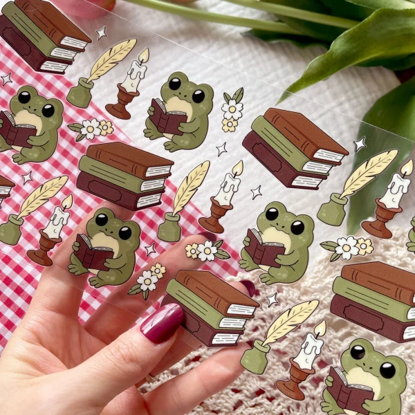 Froggy Book Club UV DTF Sticker A5 Sheet | Ready to Print Design