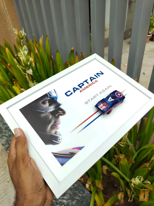 Marvel Cars Caption America Die-Cast Frame | Premium Display