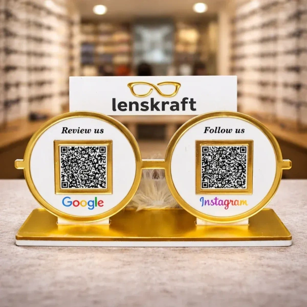 2 QR NFC Enabled Eyeglasses Shape Standee for Optical Store | Eyewear Shop & Spectacle Store