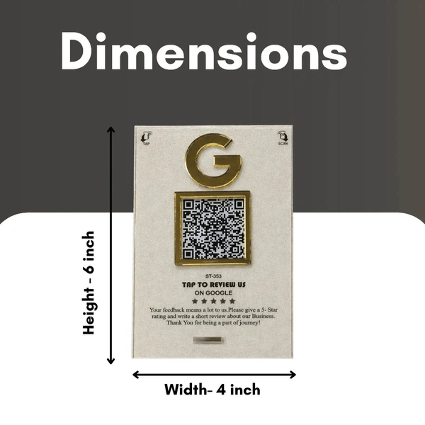 1 QR NFC Enabled 4x6 Frosted Premium Standee for Dental Clinic | Salon & Spa