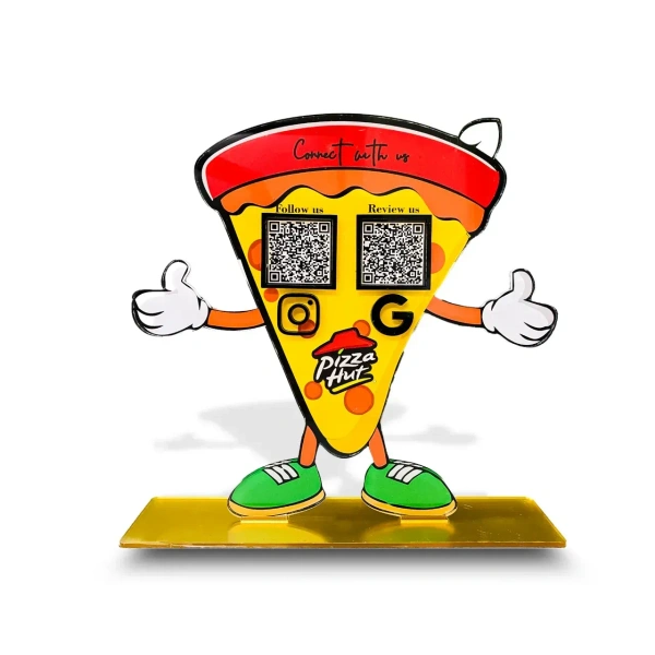 2 QR NFC Enabled Pizza Shaped Smart Digital Standee