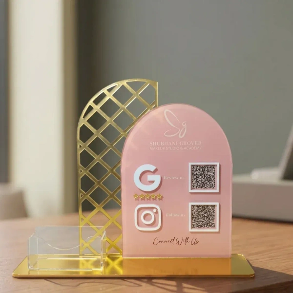 2 QR NFC Enabled Round Curve Round Standee for Restaurant
