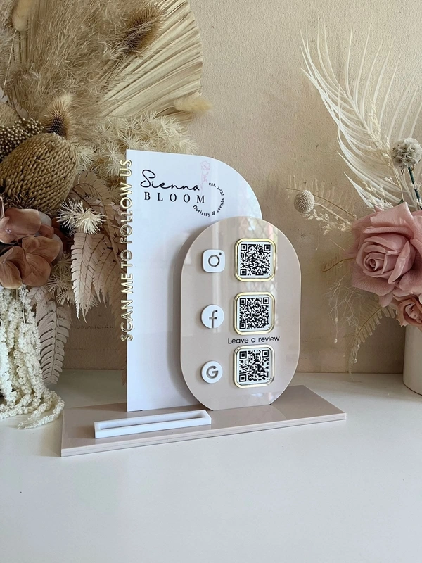 Modern 3 QR Sign Style 3 (reviews) + Card Holder