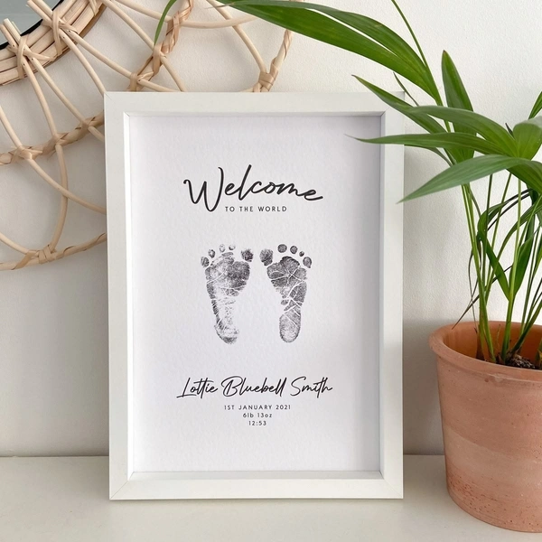 "First Steps" Personalized Baby Footprint – Framed Birth Milestone Art