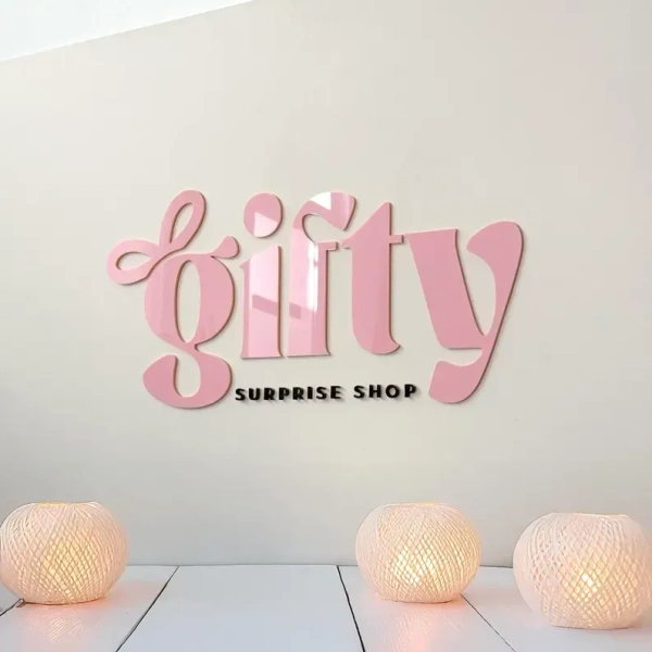 Pastel Pink 3D Acrylic Wall Sign: Custom Logo Decor