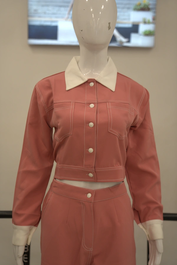 Dusty Pink & White Trucker Jacket Co-Ord Set
