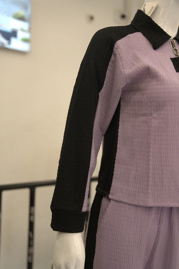 Lilac & Black Colour Block Co-Ord Set