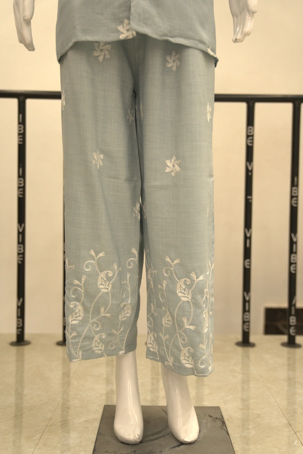 Powder Blue & White Embroidered Co-Ord Set