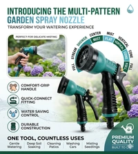 Adjustable 8 Pattern Water Spray Nozzle - Everglade