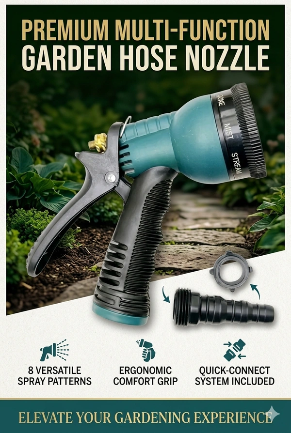 Adjustable 8 Pattern Water Spray Nozzle - Everglade
