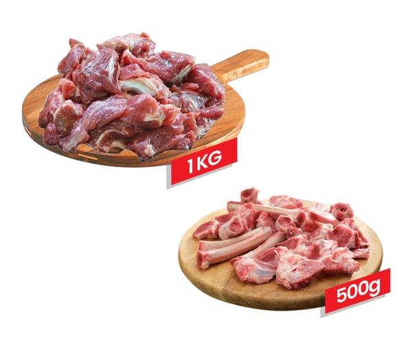 Mutton Curry Cut 1 Kg + Mutton Soup Bones 500 Gram