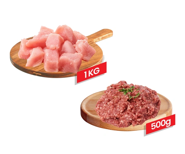 Chicken Boneless Cubes 1 Kg + Chicken Keema 500g