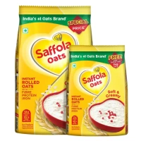 Saffola Oats | Instant Rolled |Soft & Creamy |Power of Protein, Iron & Fibre | Nutritious grain | 1Kg + 300gm