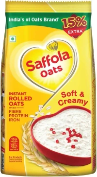Saffola Oats | Instant Rolled |Soft & Creamy |Power of Protein, Iron & Fibre | Nutritious grain | 500g/400g [weight may vary]