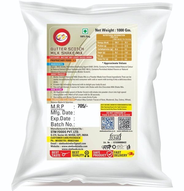 Butter Scotch Milk Shake Premix