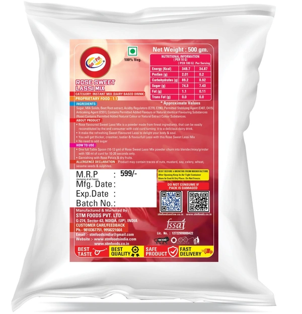 AM2PM Rose Sweet Lassi Mix - 500 gm