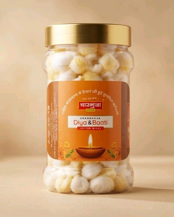 Charbhuja Cotton wicks (Rui baati) Jar Chandan fragrance 20g