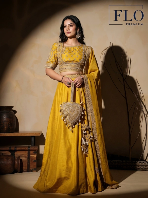 Aurelia Royale Mustard Embroidered Lehenga Set