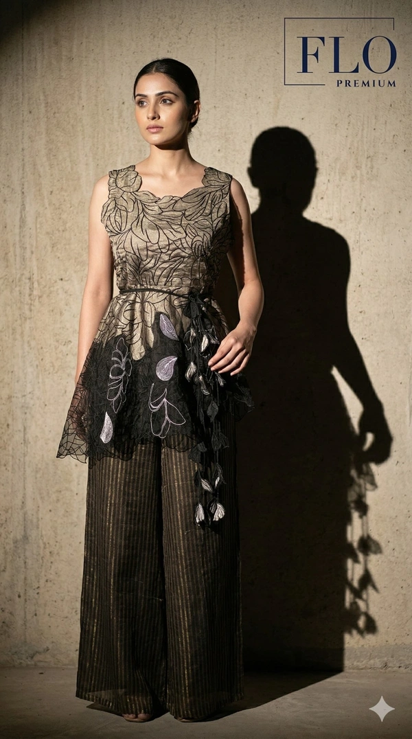 Noir Bloom Peplum Co-ord Set