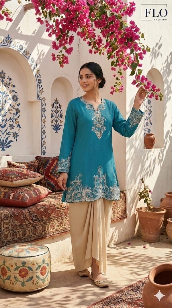 Noorah Embroidered Dhoti Set
