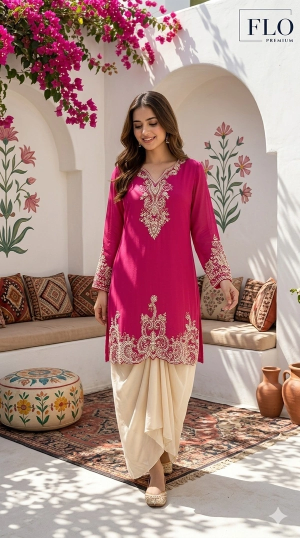 Noorah Embroidered Dhoti Set