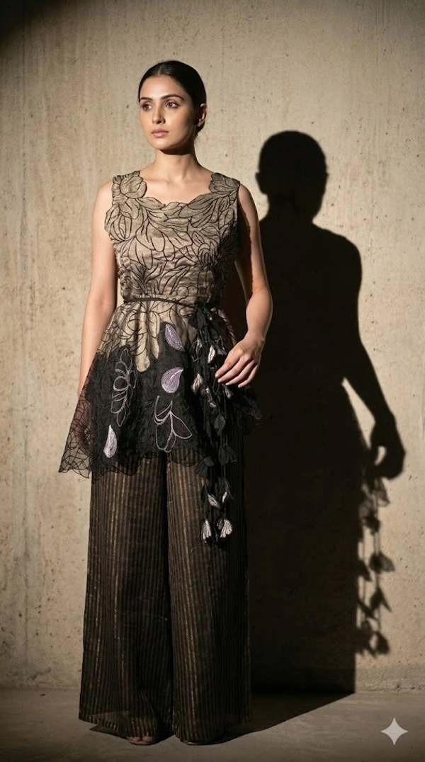 Noir Bloom Peplum Co-ord Set