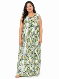 Manvicare Plus Size Rayon Fabric Sleeveless Nighties Maxi Nightdress Nightgown for Women and Girls - 3XL