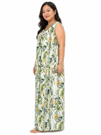 Manvicare Plus Size Rayon Fabric Sleeveless Nighties Maxi Nightdress Nightgown for Women and Girls - 3XL