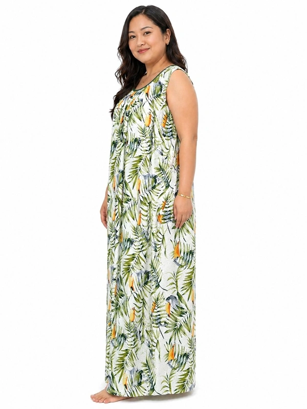 Manvicare Plus Size Rayon Fabric Sleeveless Nighties Maxi Nightdress Nightgown for Women and Girls - 3XL