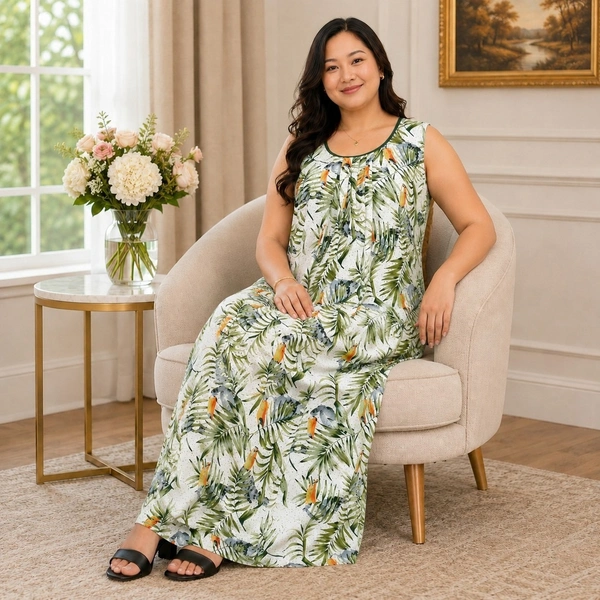 Manvicare Plus Size Rayon Fabric Sleeveless Nighties Maxi Nightdress Nightgown for Women and Girls - 3XL