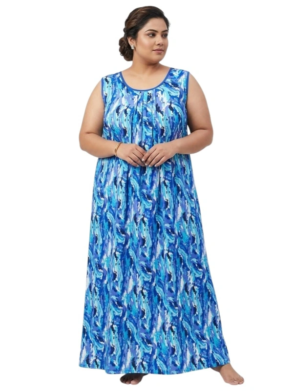 Manvicare Plus Size Rayon Fabric Sleeveless Nighties Maxi Nightdress Nightgown for Women and Girls - 1 Nighty - L