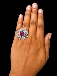ELEGANT AMERICAN DIAMOND FINGER RING - Adjustable, Saffron, Purple, Mint blue