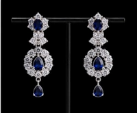 ELEGANT FLORAL AMERICAN DIAMOND NECKLACE SET - Purple, Blue