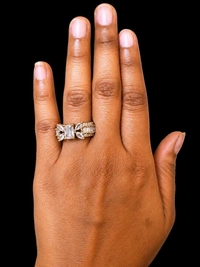 LUXURY AMERICAN DIAMOND FINGER RING - Adjustable, White