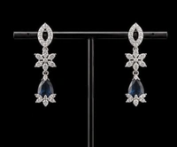 ELEGANT FLORAL AMERICAN DIAMOND NECKLACE SET - Blue, Green