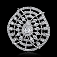 ELEGANT FLORAL AMERICAN DIAMOND FINGER RING - Adjustable, Skyblue, White