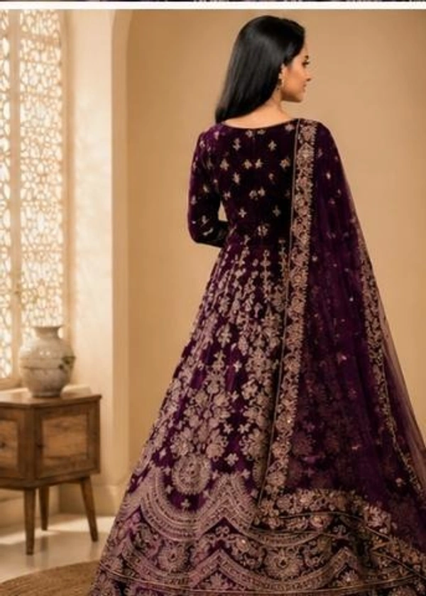 DESIGNER VELVET WEDDING LEHENGA - Purple