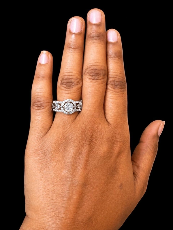 LUXURY AMERICAN DIAMOND FINGER RING - Adjustable, White